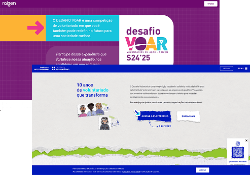 Tela da plataforma Lab For Good para gestão de programas de voluntariado.